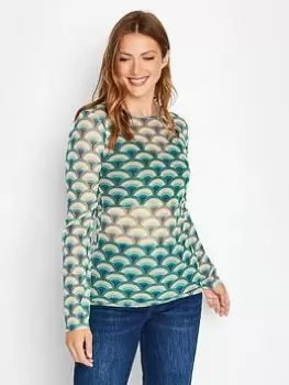 image of Long Tall Sally Long Tall Sally Tutrle Neck Long Bell Sleeve Top, Blue, Size 12, Women