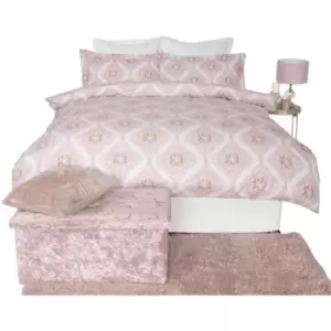 image of Belledorm Ava Duvet Cover Set (Double) (Blush) - Blush