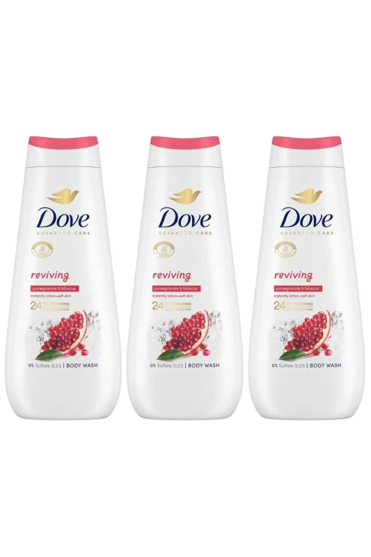 Image of Dove 'Body Wash' Reviving for 24Hrs Renewing Micromoisture, 3x 400ml White