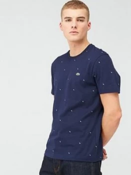 Lacoste Sportswear All Over Mini Print T-Shirt - Navy