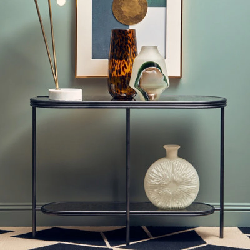 Image of Premier Housewares Rectangular Coffee Table, Ample Storage Modern Console Table, Easy To Maintain Console Table With Storage Black