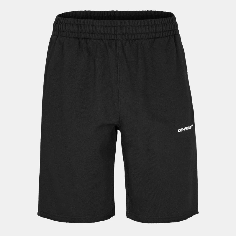 Image of Off-White Off-White Men Wave Out Diag Design Black Sweat Shorts Size: large Black L Male 8052865929899