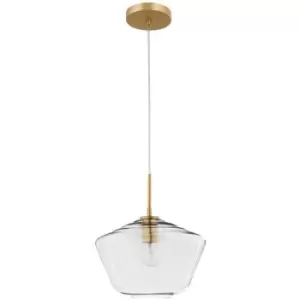 image of Netlighting Merano Denton Dome Pendant Ceiling Light Clear Glass Gold Metal Led