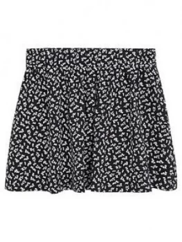 image of Mango Girls Floral Jersey Skirt - Black