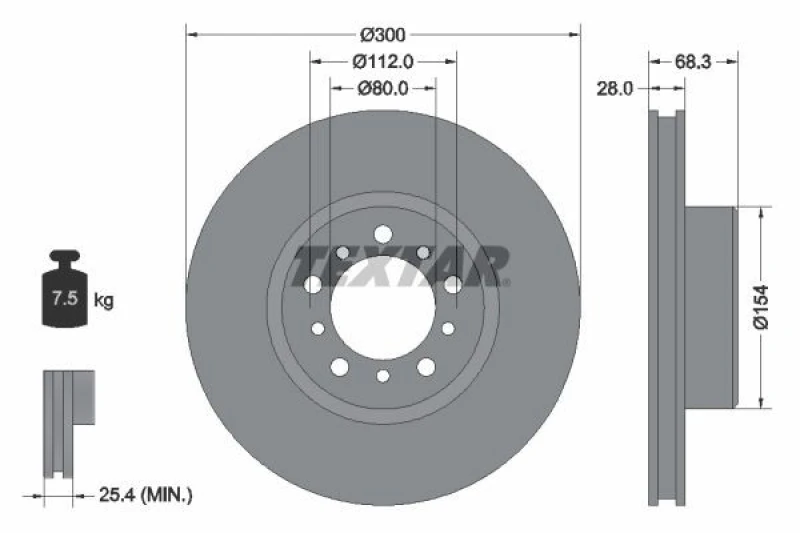 Image of Brake disc TEXTAR 92032500