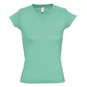 Image of SOLs Womens/Ladies Moon V Neck Short Sleeve T-Shirt (L) (Mint)