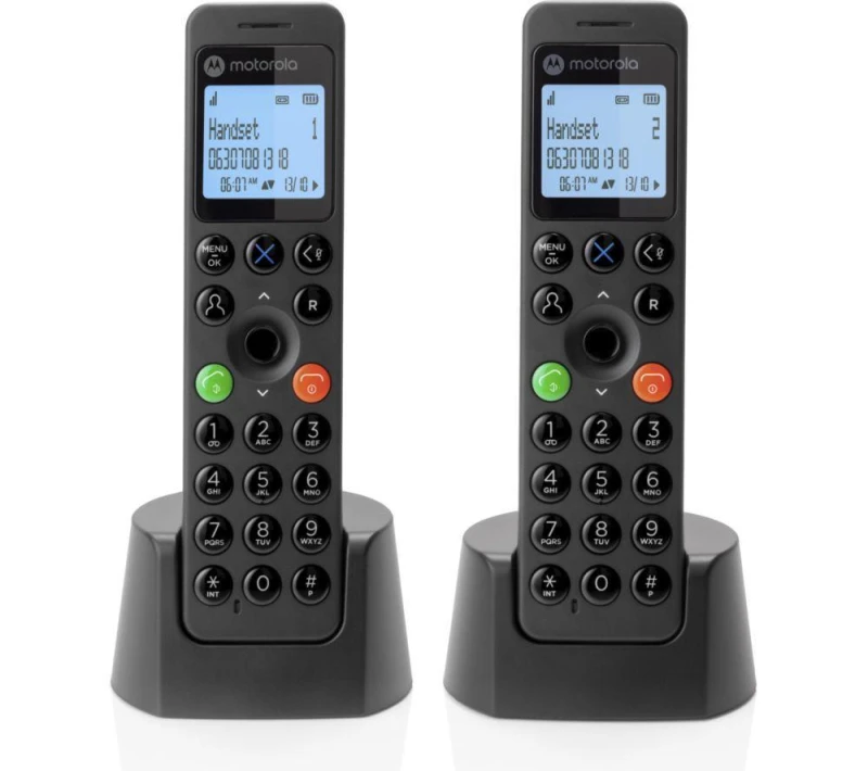Image of MOTOROLA DOT212 Cordless Phone - Twin Handsets, Black 5055374717066