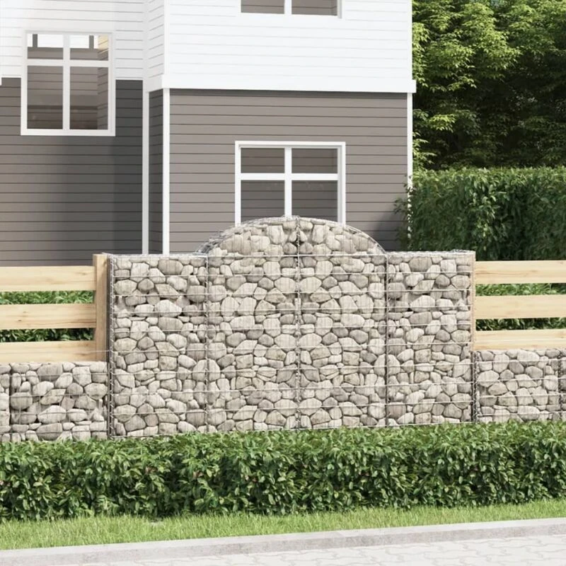 Image of VIDAXL Arched Gabion Baskets 2 pcs 200x50x120/140cm Galvanised Iron Vidaxl 3146341