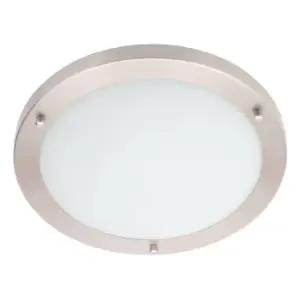 Image of Spa 310mm Delphi LED Flush Ceiling Light 18W Cool White Opal Glass and Satin Nickel