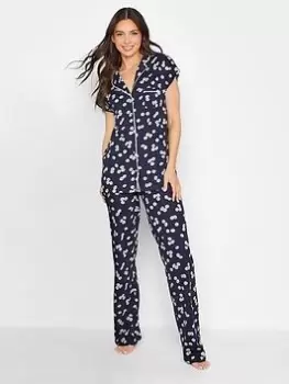 image of Long Tall Sally Tall Daisy Button Through Pj Set, Navy, Size 10-12, Women