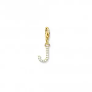 Image of Charmista White Gold Plated Zirconia Letter J Charm Pendant 1973-414-14