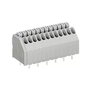 Image of WAGO 250-407 7 Pole 2.5mm 4A 45° Push Button PCB Terminal Block Grey