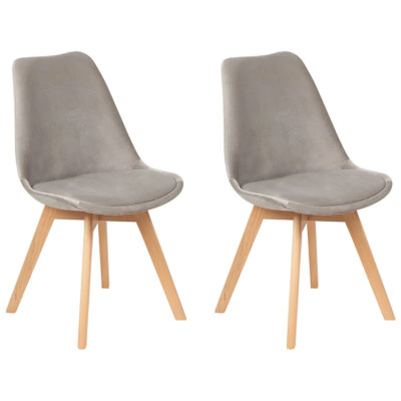 Image of Beliani Set Of 2 Dining Chairs Dakota Ii Velvet Taupe