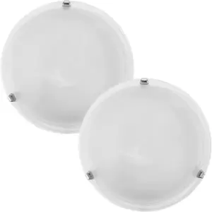 Image of 2 PACK Wall Flush Ceiling Light Colour Chrome Shade Glass Alabaster E27 1x60W