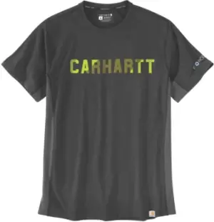 Image of Carhartt Force Flex Block Logo T-Shirt, grey, Size L, grey, Size L