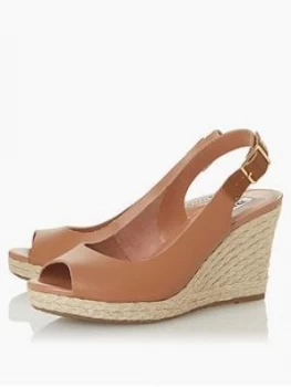 image of Dune London Kicks2 Wide Fit Wedge Sandal, Camel, Size 3, Women