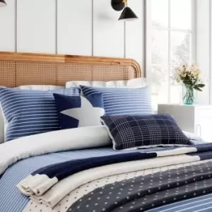 image of Helena Springfield Breton Stripe Kingsize Duvet Cover Set, Blue