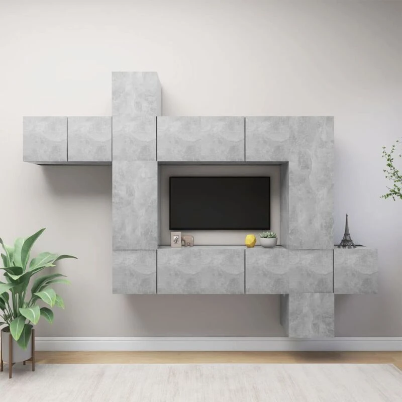 Image of VIDAXL Vidaxl - 10 Piece tv Cabinet Set Concrete Grey Engineered Wood 8720286574508