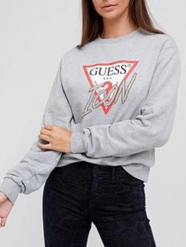 image of Guess Icon Logo Sweatshirt - Light Melange Grey