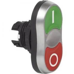Image of Double head pushbutton Front ring PVC chrome plated Green