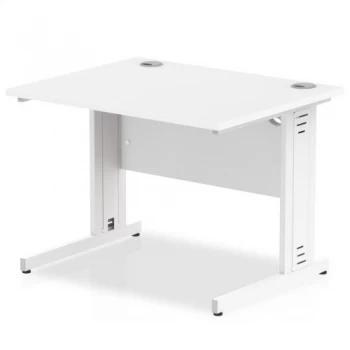 Image of Trexus Rectangular Desk White Cable Managed Leg 1000x800mm White Ref