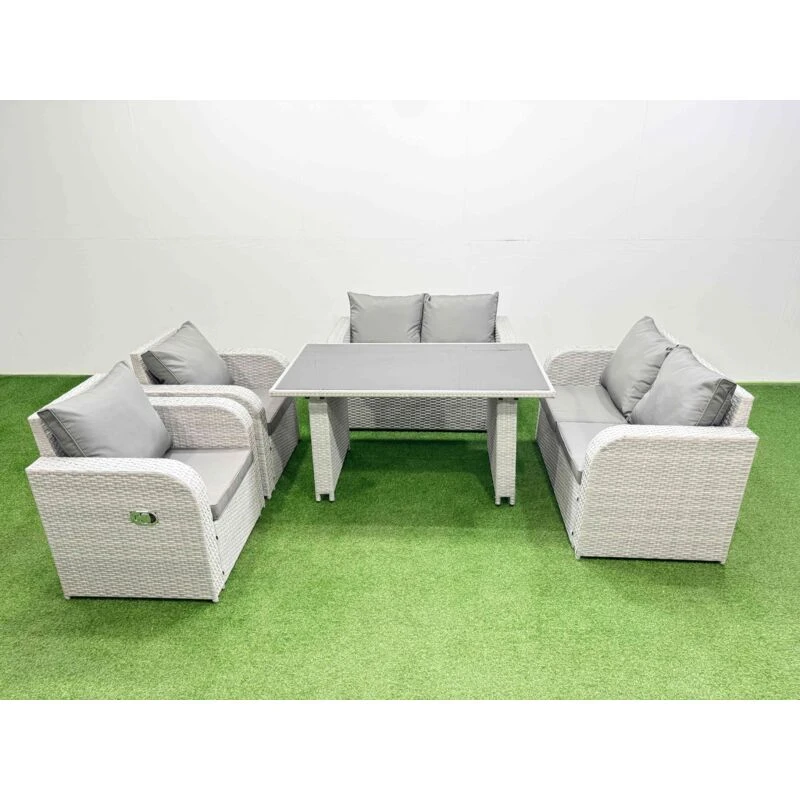 Image of Fimous Patio Garden Furniture Sets with Cushions Light Grey 5 Pieces Light Grey Unisex