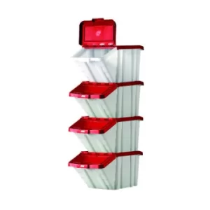 image of Barton Multifunctional Storage Bins Red Lids (Pack of 4) 052102/4