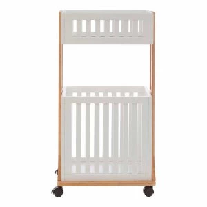 image of Nostra Bamboo Storage Trolley 2 Tier, White