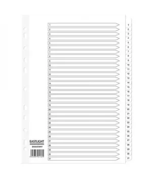 Image of ValueX Index 1-31 A4 Mylar Tabs White
