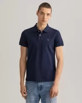 image of GANT Men Original Slim Fit Pique Polo Shirt (XL) Blue