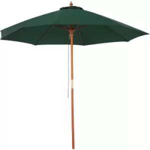 image of Outsunny 2.5m Wooden Garden Parasol Outdoor Umbrella Canopy w/ Vent Green