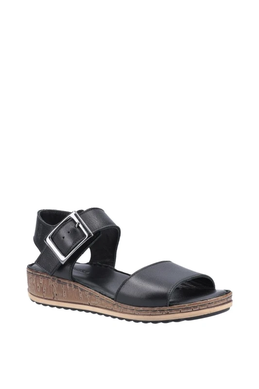 Image of Hush Puppies Womens Ellie Wide Fit Suede Upper Strap Sandals UK Size 3 (EU 36) Black HUS815-BLACK-3