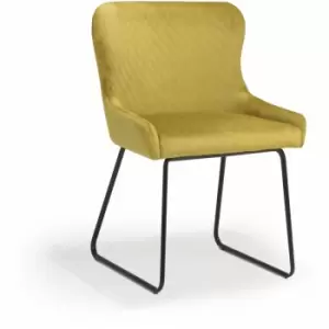Image of Pair Of Galway Brushed Velvet Mustard Dining Room Chair - Shankar