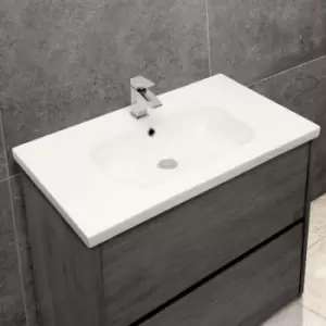 Image of Mid-Edge 5414 Ceramic 81cm Inset Basin with Oval Bowl