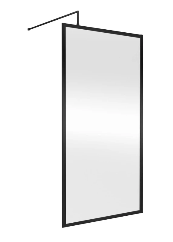Image of Balterley 8mm Wetroom Screen & Support Bar: 1000mm, Black Unisex
