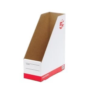 Image of 5 Star Office A4 Plus Magazine File Quick assemble Red and White Pack 10