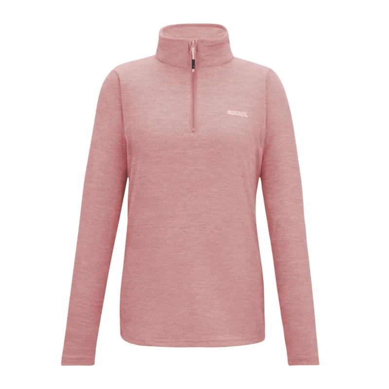 Image of Regatta Womens Sweethart Marl Half Zip Walking Fleece in Peach Size: 12 Peach Female 12