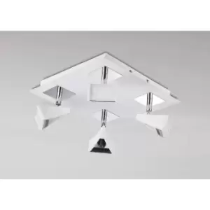 Image of Spot Filippo 4 square LED bulbs 20W 3000K, 1750lm, matt white/polished chrome
