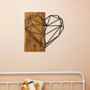 Image of Heart Walnut Black Decorative Wooden Wall Accessory