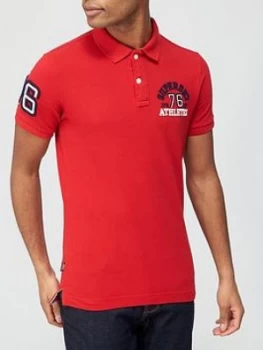 Image of Superdry Classic Superstate Polo Shirt - Red, Size 2XL, Men