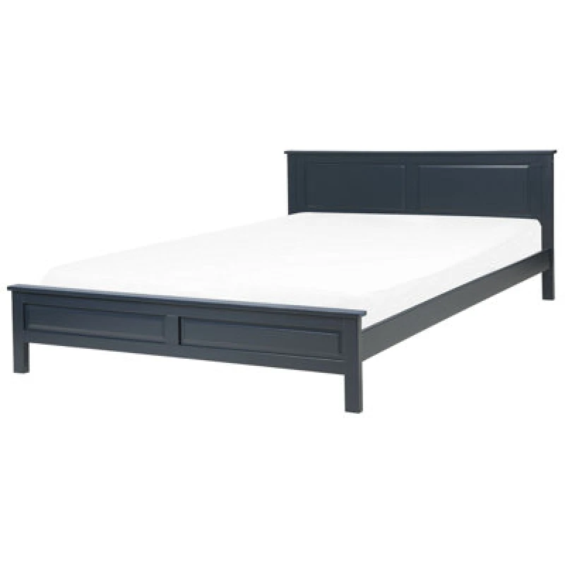 Image of Beliani Bed Pine Wood Olivet 180 X 200 Cm (Eu Super King) Dark Blue