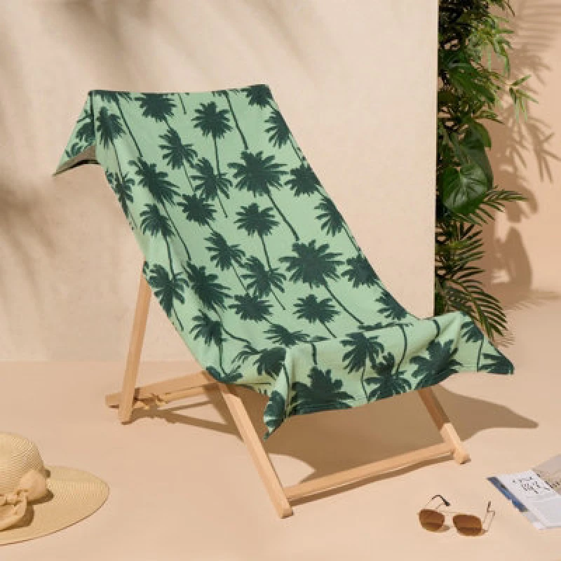 Image of OHS OHS Palm Beach Bath Towel Microfibre Absorbent Quick Dry Holiday Travel Summer Swim in Green Green Bath Towel Unisex 5027434181087