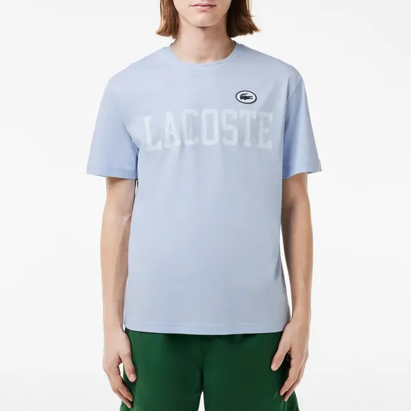Image of Lacoste Varsity Logo-Print Cotton-Jersey T-Shirt - XL Blue Tops male TH7411-J2G XL
