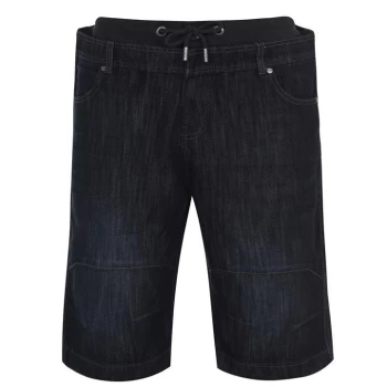 image of No Fear Double Waist Denim Shorts - Dark Wash