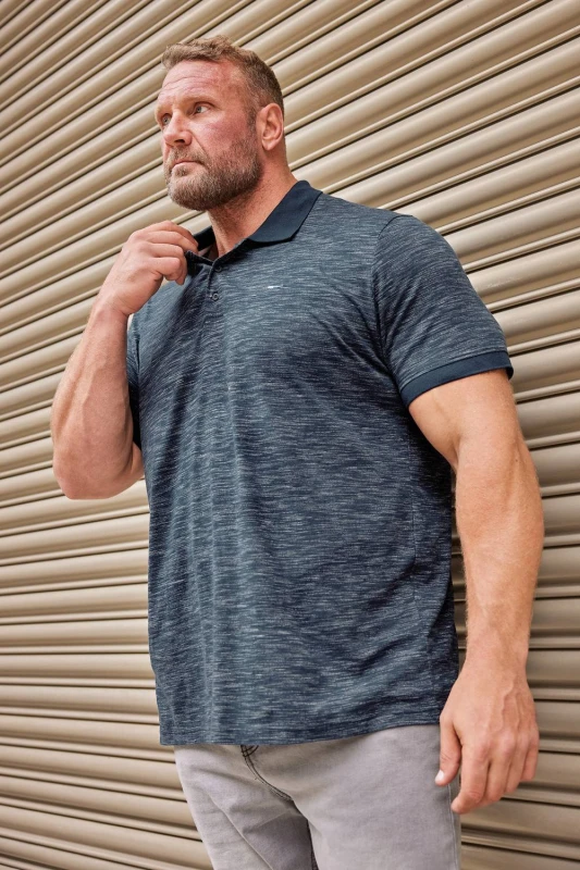 Image of BadRhino BadRhino Men Slub Polo Shirt in Blue Size: 2X-Large Blue 2X-Large Male 5063110864981