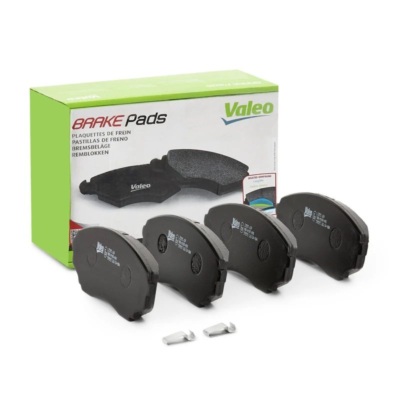 Image of VALEO 598515 Brake pad set Front Axle, with acoustic wear warning, without anti-squeak plate Brake Pad Set,disc brake (402)