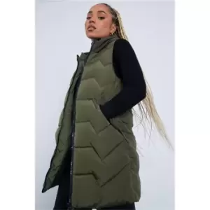 Image of I Saw It First Khaki Chevron Quilted Gilet - Green