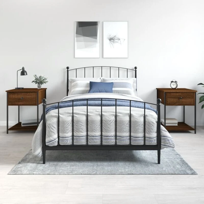 Image of VIDAXL Bedside Tables 2 pcs Brown Oak 44x45x58cm Engineered Wood Vidaxl 8720845938116