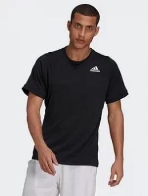 Image of adidas Tennis Freelift T-Shirt, Black/White, Size 2XL, Men