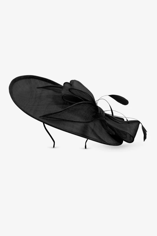 Image of Jon Richard Womens Jet Large Bow Hat Fascinator in Black Female One Size